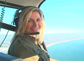 California Living Prime Time host Aprilanne Hurley takes in the sights of CA's coastline with a Bay Aerial Corp Helicopter Tour out of Half Moon Bay, CA